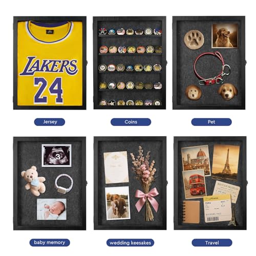 AW BRIDAL Black Large Shadow Box with Shelves 13x17in, Medal - Product Imagery