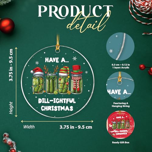 Funny Pickle Ornament 2026 - Have A Dillightful New Year Gift - Product Imagery