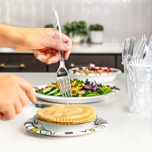 Amazon Basics Disposable Clear Plastic Cutlery, Premium Quality, - Product Imagery