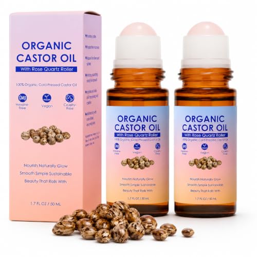 Organic Castor Oil with Rose Quartz Roller Set 100 Pure Cold - HongTu Official Imagery - 1