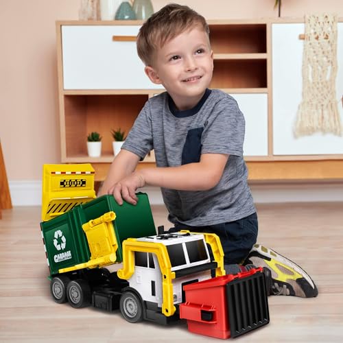 JOYIN Large Friction Powered Garbage Truck Toy Set, Includes 1 - Product Imagery