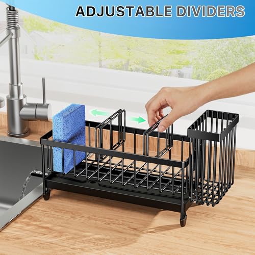 Sponge Holder for Kitchen Sink, Sink Organizer with Brush Holder - Product Imagery