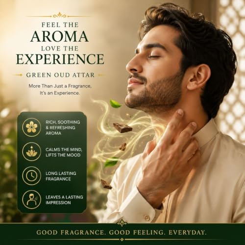 Solavea Green Oud Attar Perfume Oil for Men & Women | Premium - Product Imagery