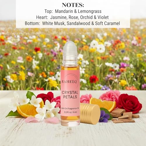 Crystal Petals Perfume Oil Roll-On – Long Lasting Jasmine & Rose - Product Imagery