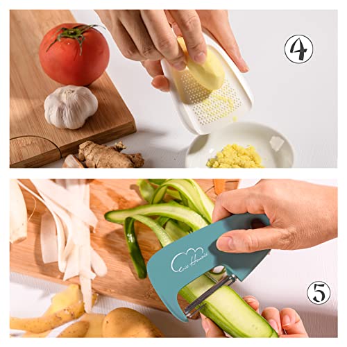 Kitchen Gadgets Set, Stackable for Saving Space, Blue, 5 Pieces - Product Imagery