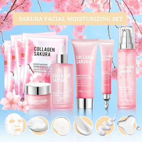 Sakura Skin Care Set,Moisturizing Skincare Kit with Face - Product Imagery