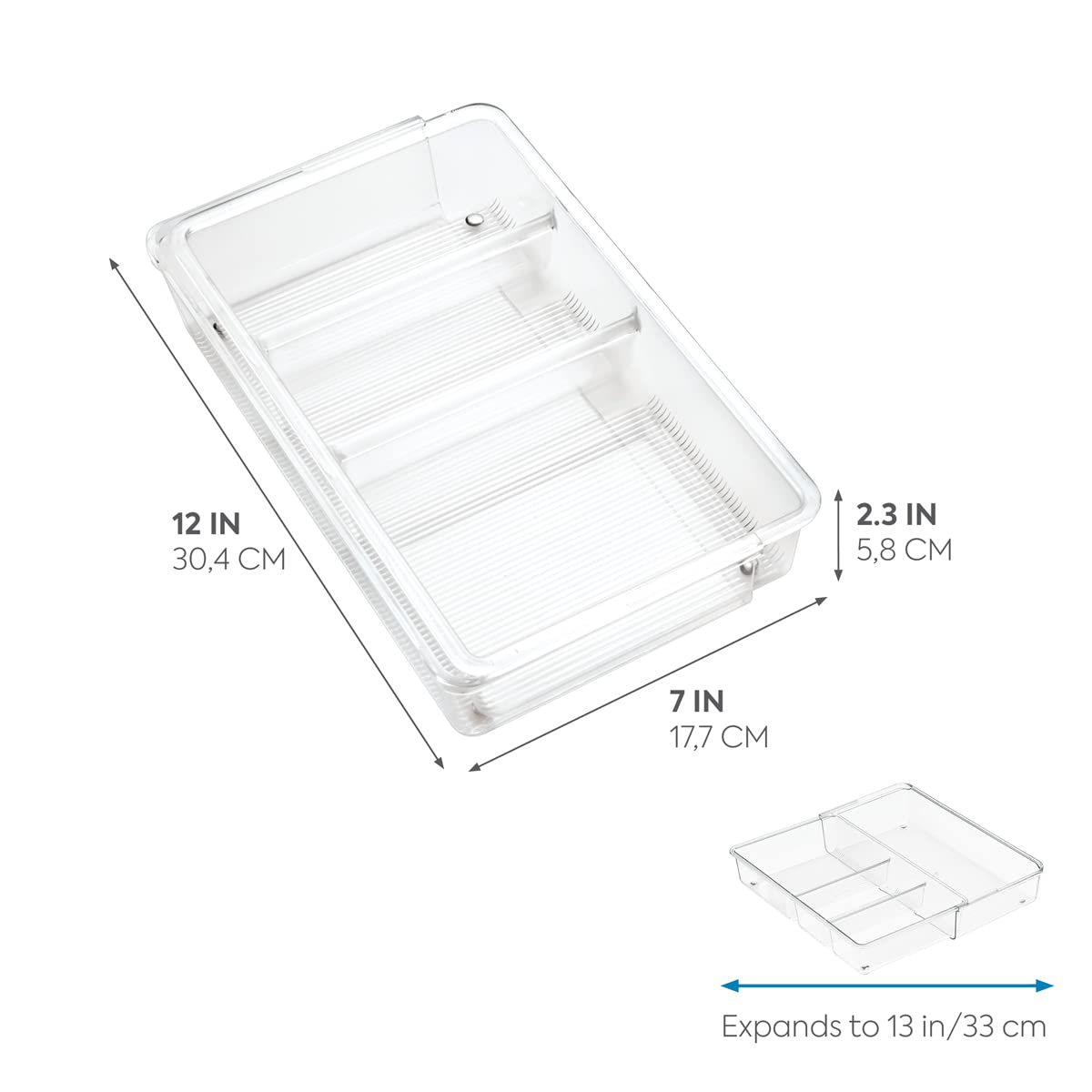 iDesign Linus BPA-Free Plastic Divided Expandable Drawer Organizer Tra - View 2