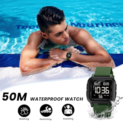 SKMEI Watches for Men,Military Square Ultra-Thin Digital Women - Product Imagery