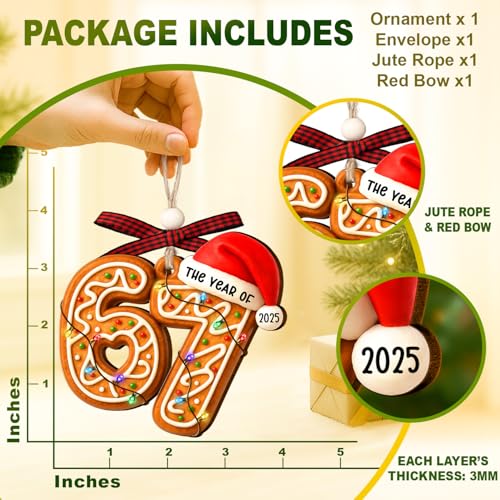 67 Ornament - Gingerbread 6 7 Christmas Ornament - Funny 67 - Product Imagery