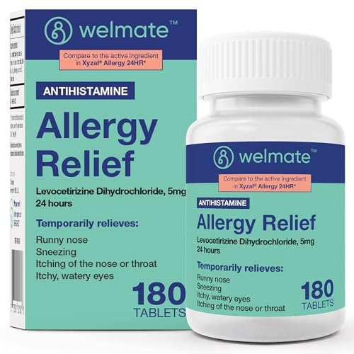 WELMATE Levocetirizine 5mg Fast Acting 24 Hour Allergy Medicine, - Product Imagery