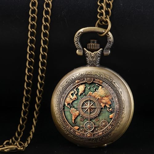 Vintage Mini Pocket Watch for Women Men Graphic Glass Dome - Product Imagery