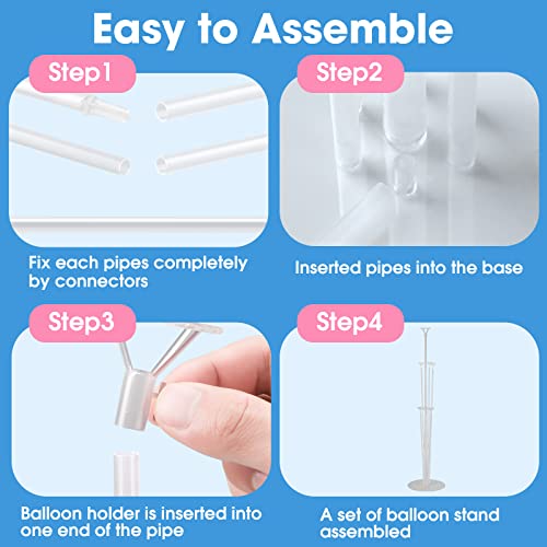 4 Sets Balloon Stand Kits, Balloon Sticks Holder with Base for - Product Imagery