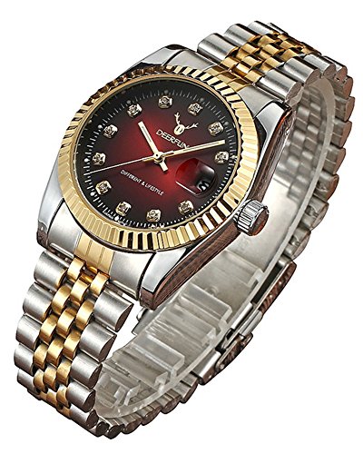 Mens Fashion Luxury Stainless Steel Calendar Rhinestone - Product Imagery
