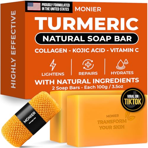 MONIER Turmeric Soap Bar for Dark Spots - With Kojic Acid & - Product Imagery