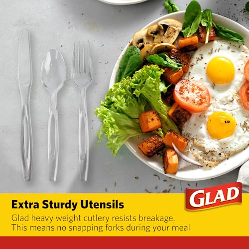 Glad Clear Disposable Cutlery Set, Forks Knives and Spoons, 240 - Product Imagery