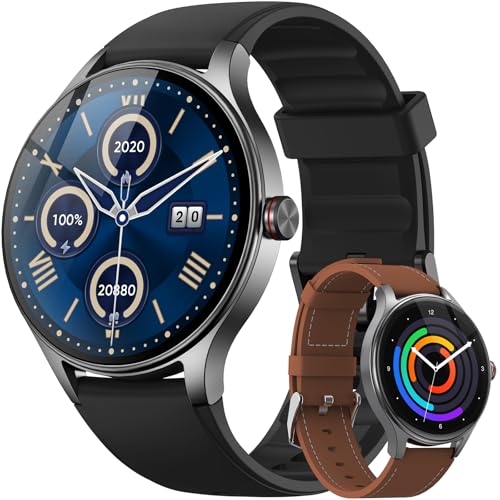Fitpolo Smart Watch for Men Android & iPhone (2 Bands Jet Black) - Product Imagery