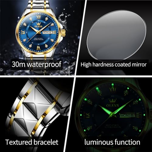 OLEVS Couple Quartz Watch Luminous Calendar Date Business Formal - Product Imagery