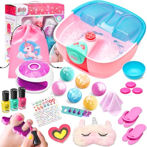 Kids Spa Day Kit Girls Foot Spa Music Soak Tub Nail Dryer - Holycco Official Imagery - 1