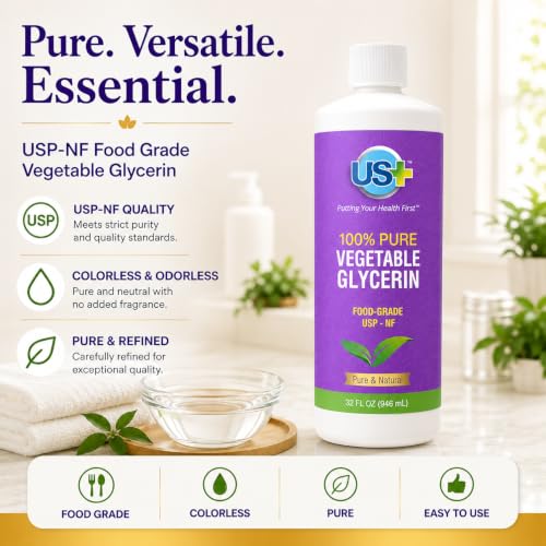 US+ Vegetable Glycerin, Food Grade, USP, 100% Pure - 32 Fl Oz - Product Imagery