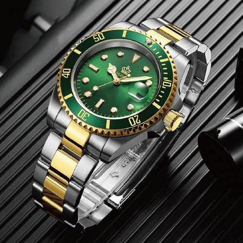 FANMIS Men's Two-Tone Stainless Steel Quartz Watch, Rotating - Product Imagery