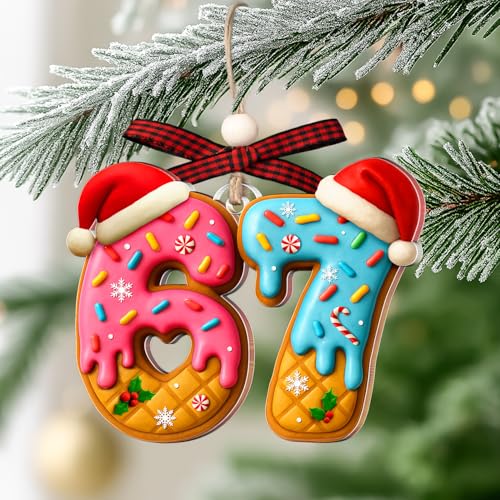 67 Ornament – Donut 6 7 Christmas Ornament – Funny Christmas - Product Imagery