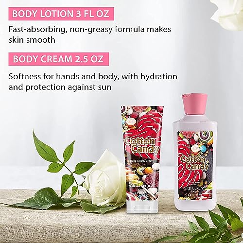 Cotton Candy Bath and Body Gift Set - 4-Piece Travel Kit with - Product Imagery