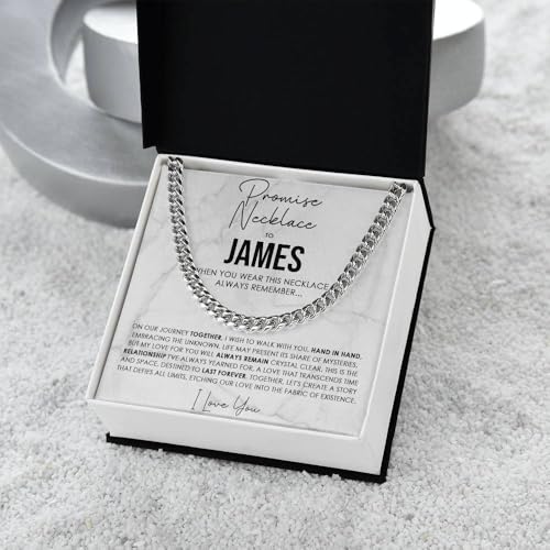 VIRAGIL Personalized Promise Cuban Chain Necklace for Him, - Product Imagery