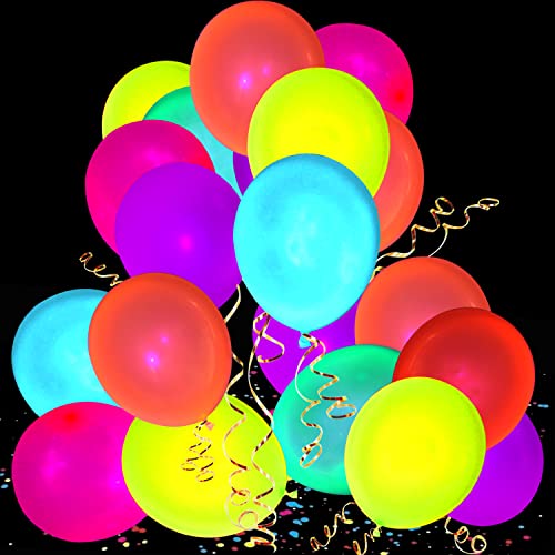 110 Pieces UV Neon Balloons Glow in the Dark Party Supplies - Product Imagery