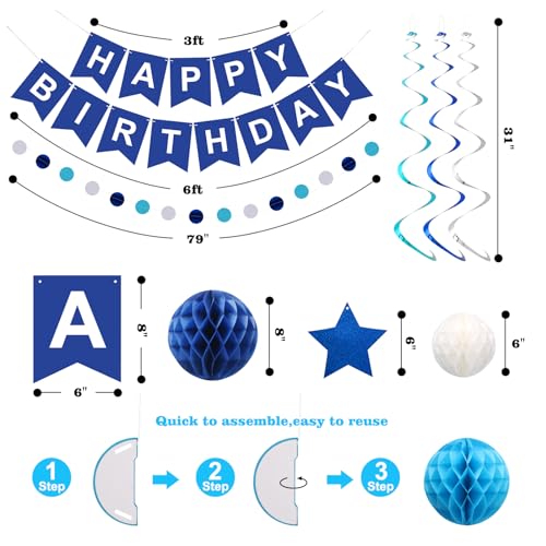 Birthday Decorations Happy Birthday Banner with Honeycomb Balls - Product Imagery