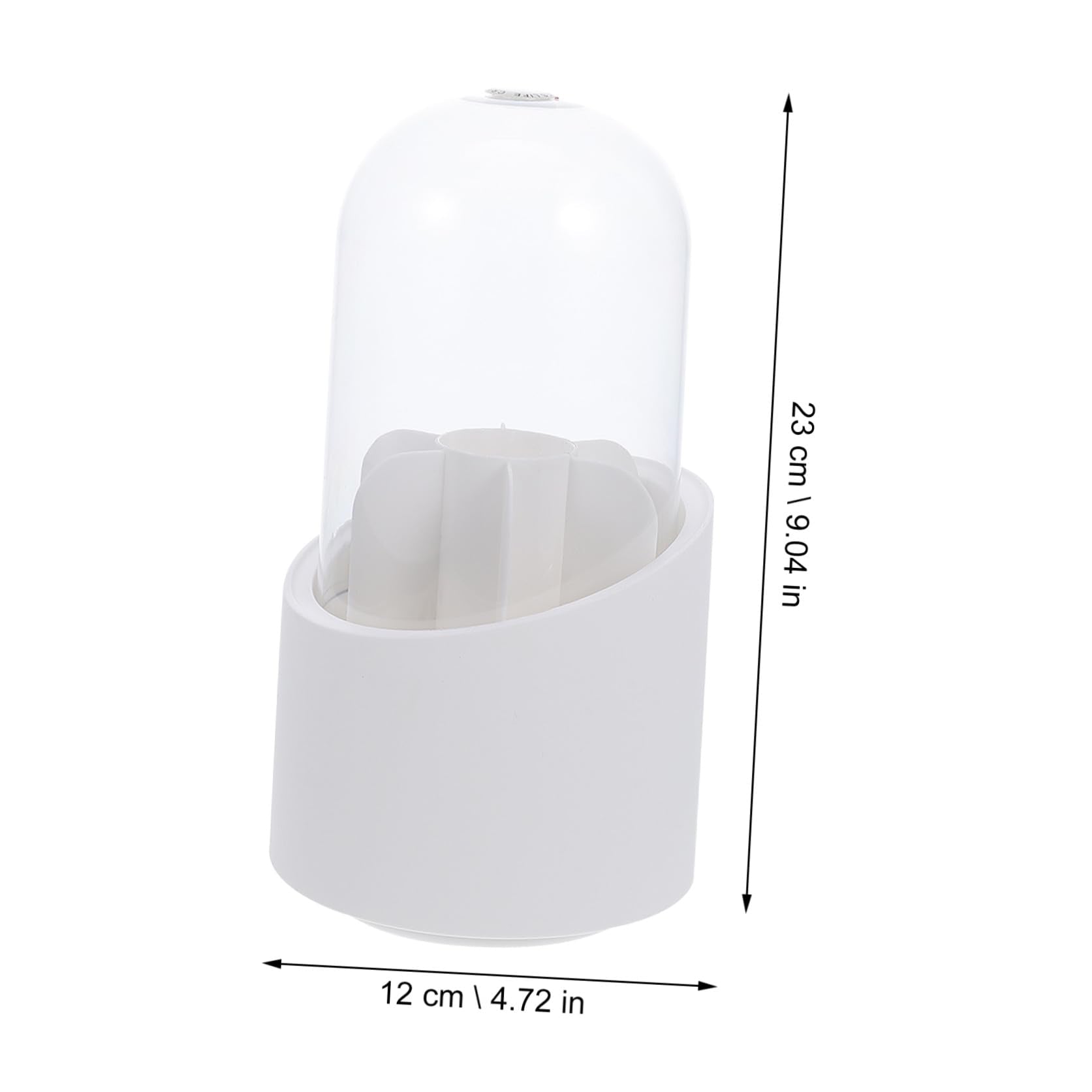 BEBEMOKO rotating makeup brush holder caddy with 360° swivel, white desktop organizer for cosmetic brushes and makeup tools.