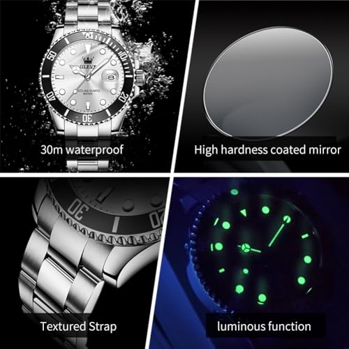 OLEVS Luxury Watches for Men Big Stainless Steel Waterproof - Product Imagery
