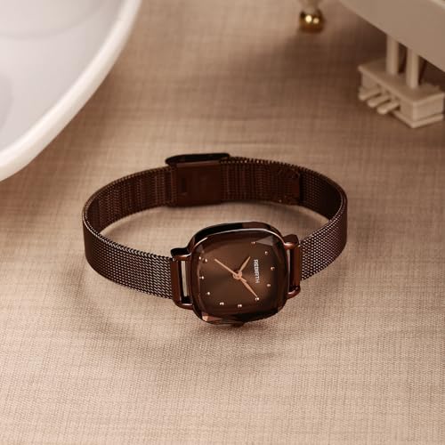 Reginald Women's Square Dress Watch with Mesh Band – Elegant - Product Imagery
