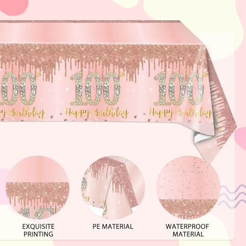 3 Pack 100th Birthday Decorations Rose Gold 100 Years Old - Product Imagery