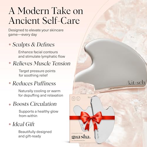 Kitsch Stainless Steel Guasha Tool for Face - Silver - Product Imagery