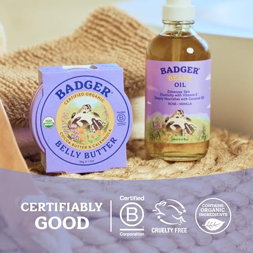 Badger Organic Belly Butter, Cocoa Butter & Coconut, 2 oz Tin - Product Imagery