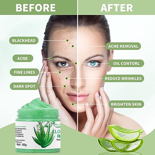 Aloe Vera Facial Scrub & Cleanser - Exfoliating Face Wash for - Product Imagery
