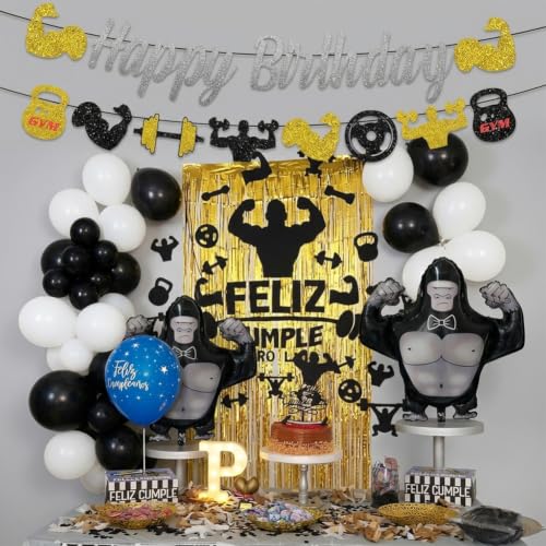 Gym Party Decorations Balloons Workout Themed Celebrations - Product Imagery