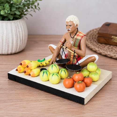Handmade Miniature Human Figure Terracotta Clay Idol- Fruit - Product Imagery