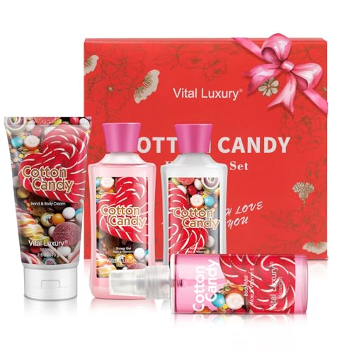 Cotton Candy Bath and Body Gift Set - 4-Piece Travel Kit with - Product Imagery