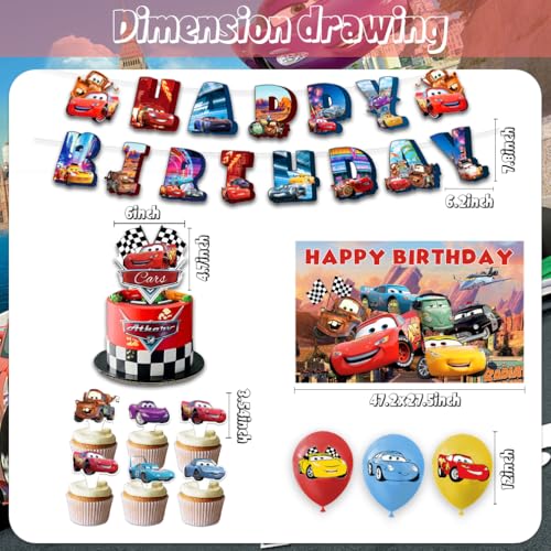 42pcs McQueen Party Decoration Pack Includes，Banner，Cake - Product Imagery