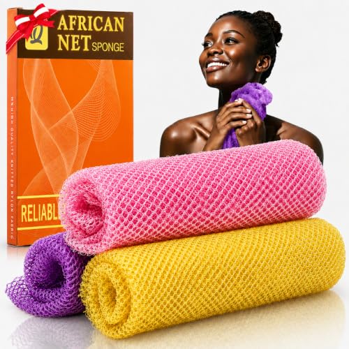 3 Pack African Net Sponge, African Exfoliating Net Bath Sponge - Product Imagery