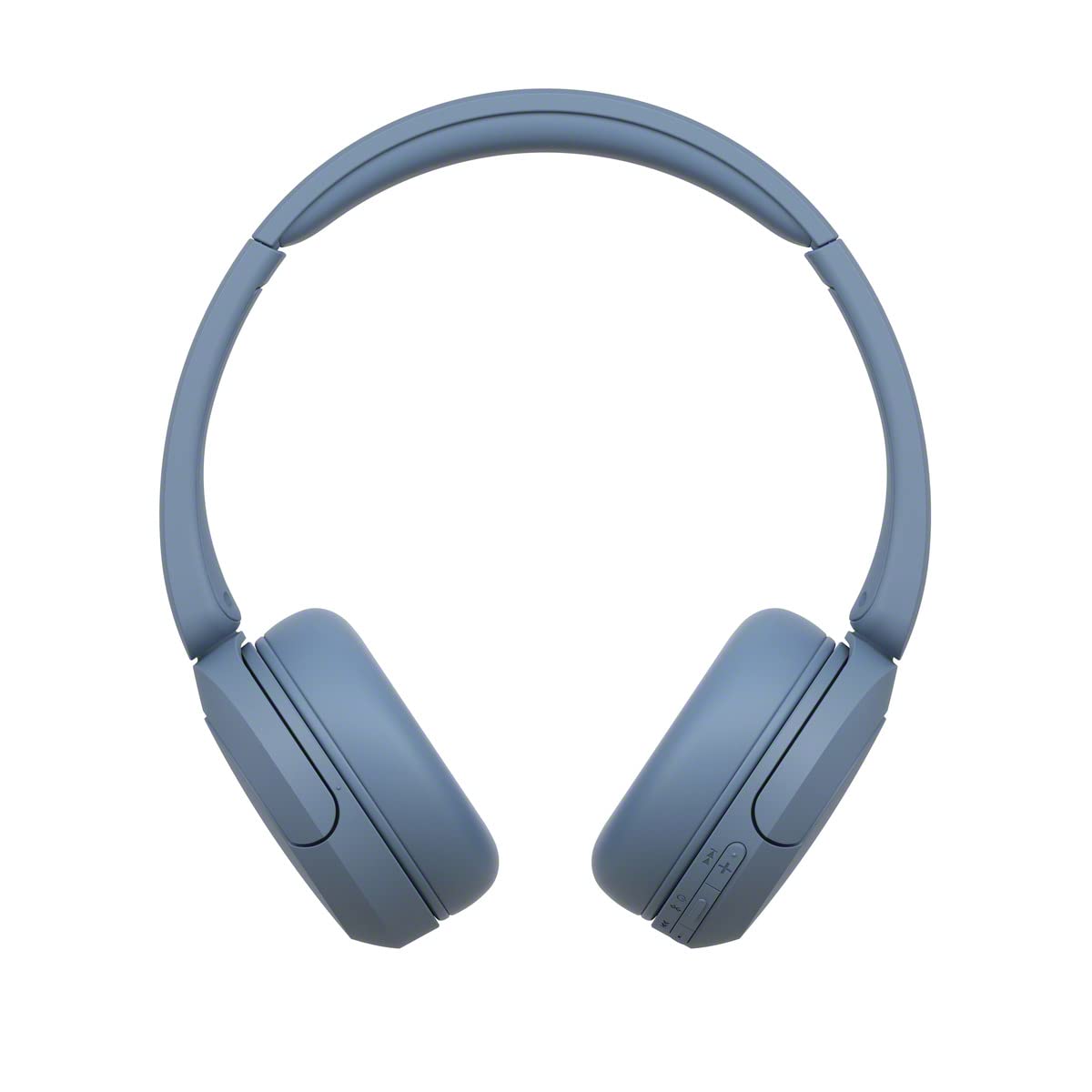 Sony WH-CH520 wireless on-ear Bluetooth headphones in blue with built-in microphone for hands-free calling.
