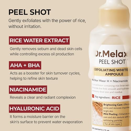 Dr.Melaxin Peel Shot Glow White Rice Peeling Ampoule with Rice Ex - Product Imagery