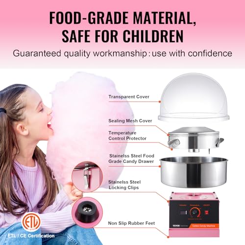 VEVOR Cotton Candy Machine Commercial, 1000W Electric Floss - Product Imagery
