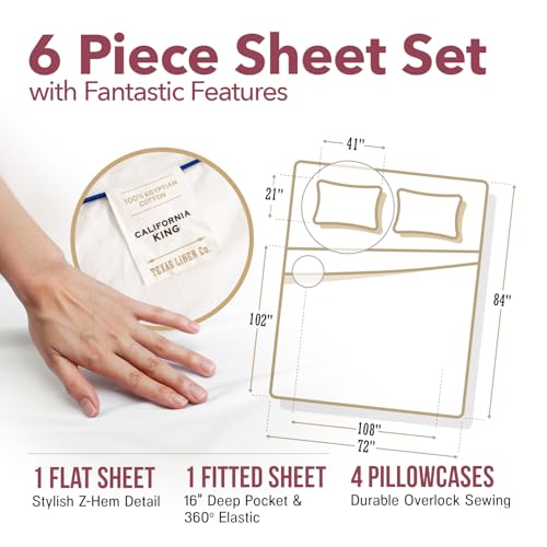 TEXAS LINEN CO. 800 Series California King Sheet Sets Deep - Product Imagery