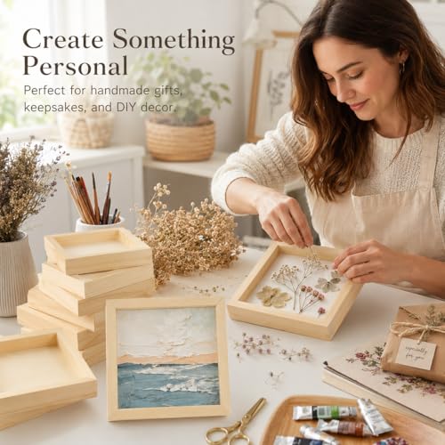 16 Pcs Wood Canvas, 5.9 x 5.9 in Wood Panels, Natural Wood - Product Imagery