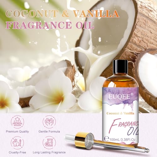 EUQEE 100ML/3.38 Fl Oz Coconut & Vanilla Fragrance Oil with - Product Imagery