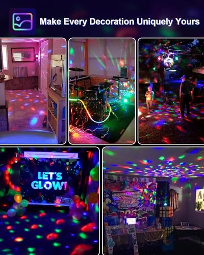 Sound Activated Party Lights with Remote DJ Lighting, Disco Ball - Product Imagery