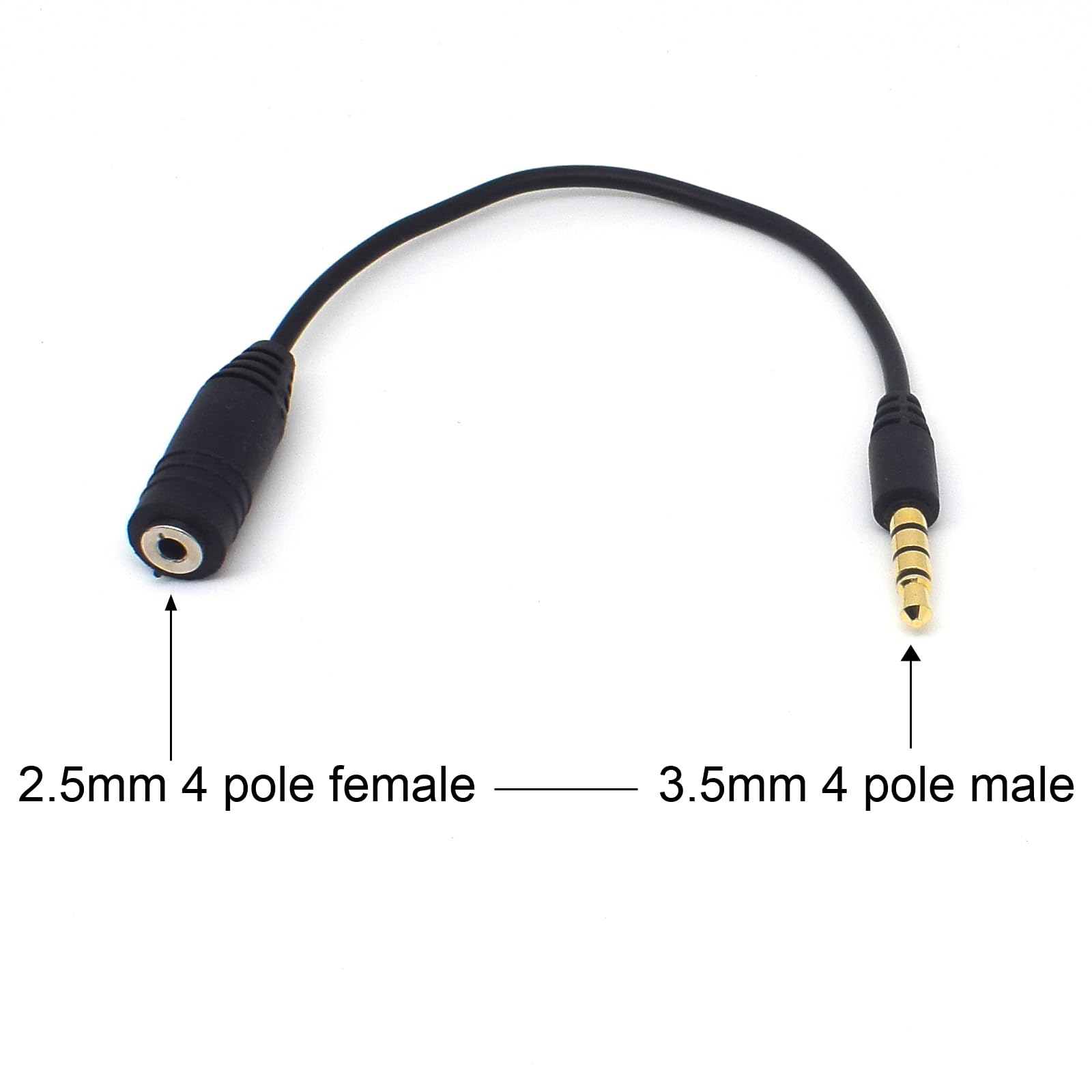 ELNONE 2.5mm 4-Pole to 3 RCA AUX AV Cable 5FT w/ 3.5mm Adapter fo by ELNONE - Angle View 4