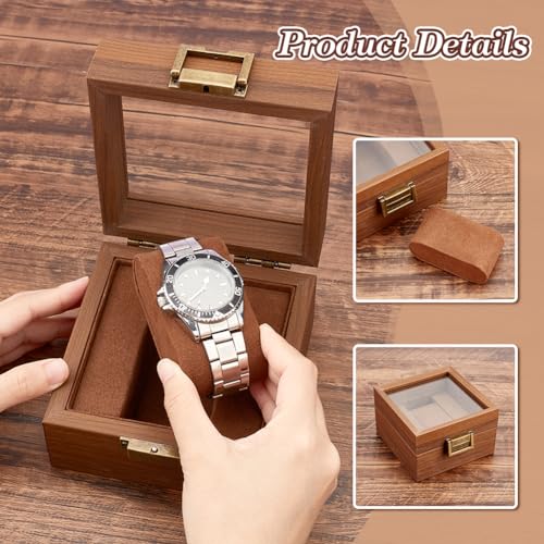 AHANDMAKER Single Watch Display Stand with Clear Glass Window - Product Imagery